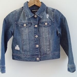 Blue Spice Girls Distressed Blue Denim Trucker Jacket - Size Large (10/12)